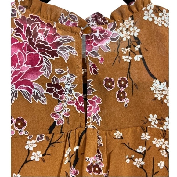 Monteau Floral Bell Sleeve Blouse M - Picture 5 of 7
